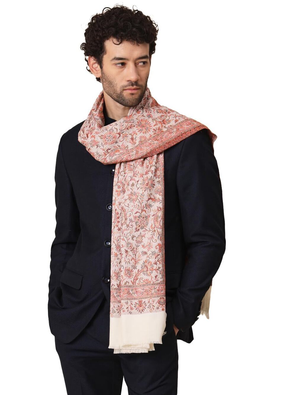 9712 Large Jacquard Woven Indian Shawl Wrap , Light Weight, Traditional